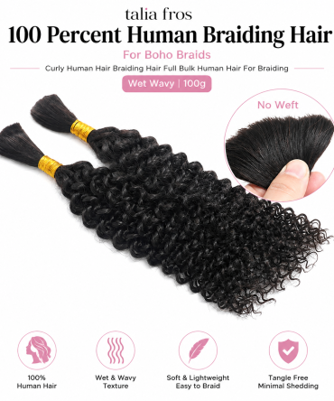 Deep wave bulk Braiding Human Hair 100g/pack (no weft)